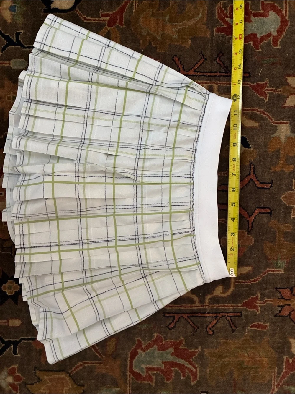 Lululemon Plaid Pleated Mini Skirt in White and Green